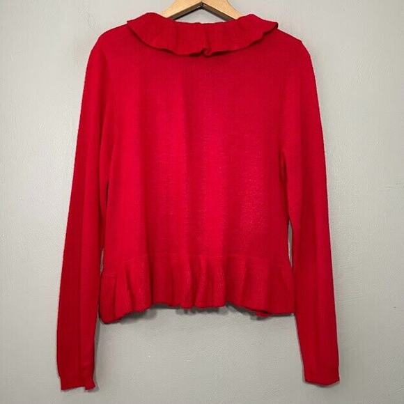 Notations Ruffled Shrug Petite Size Large Christmas Red Holiday Bolero Cardigan - Picture 6 of 10